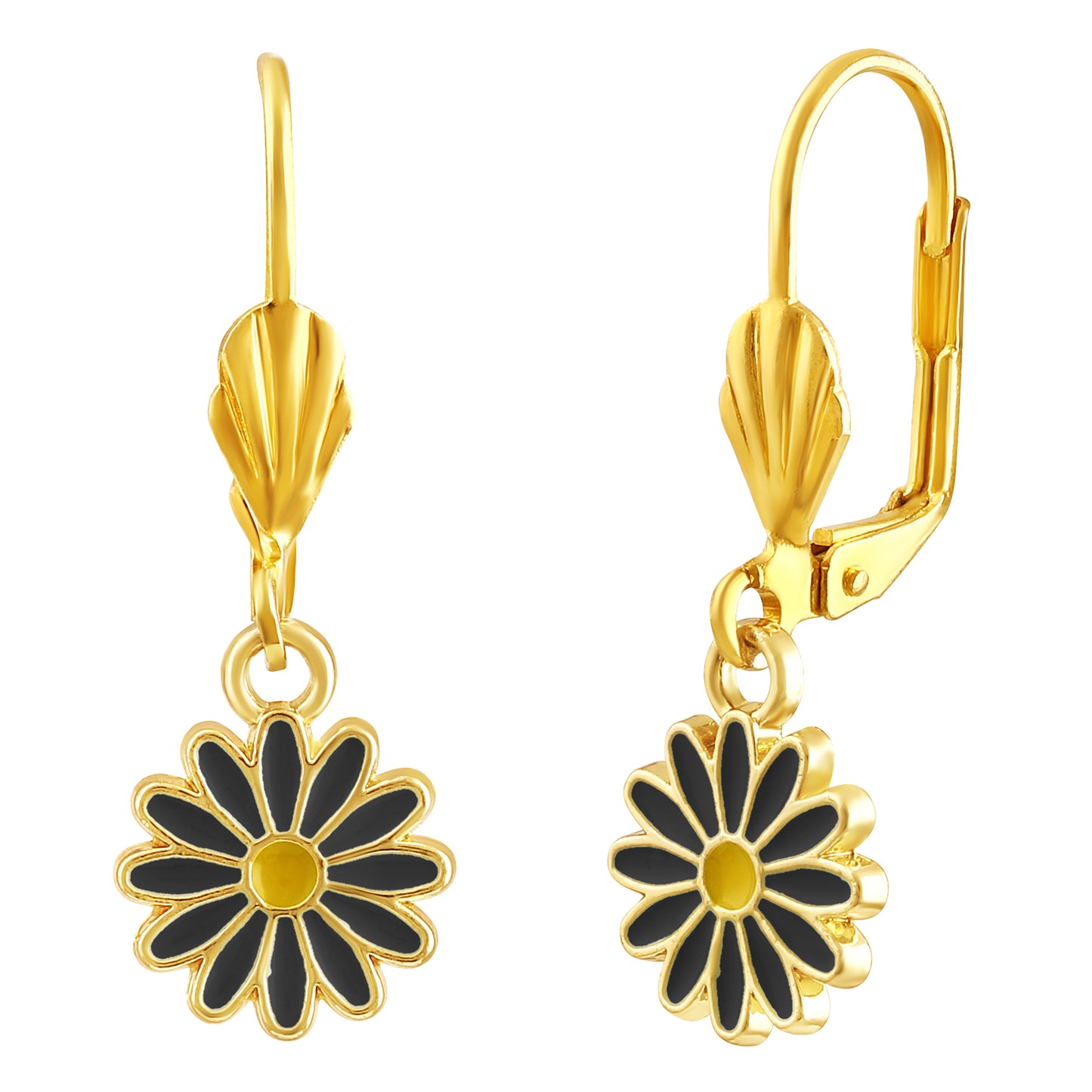 Bdiva Handcrafted 18k Gold-Plated Enamel Flower Pendant Set
