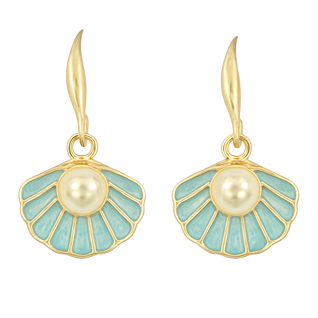 Gold-Plated Sea Breeze Elegance Aqua Pearl Pendant Set