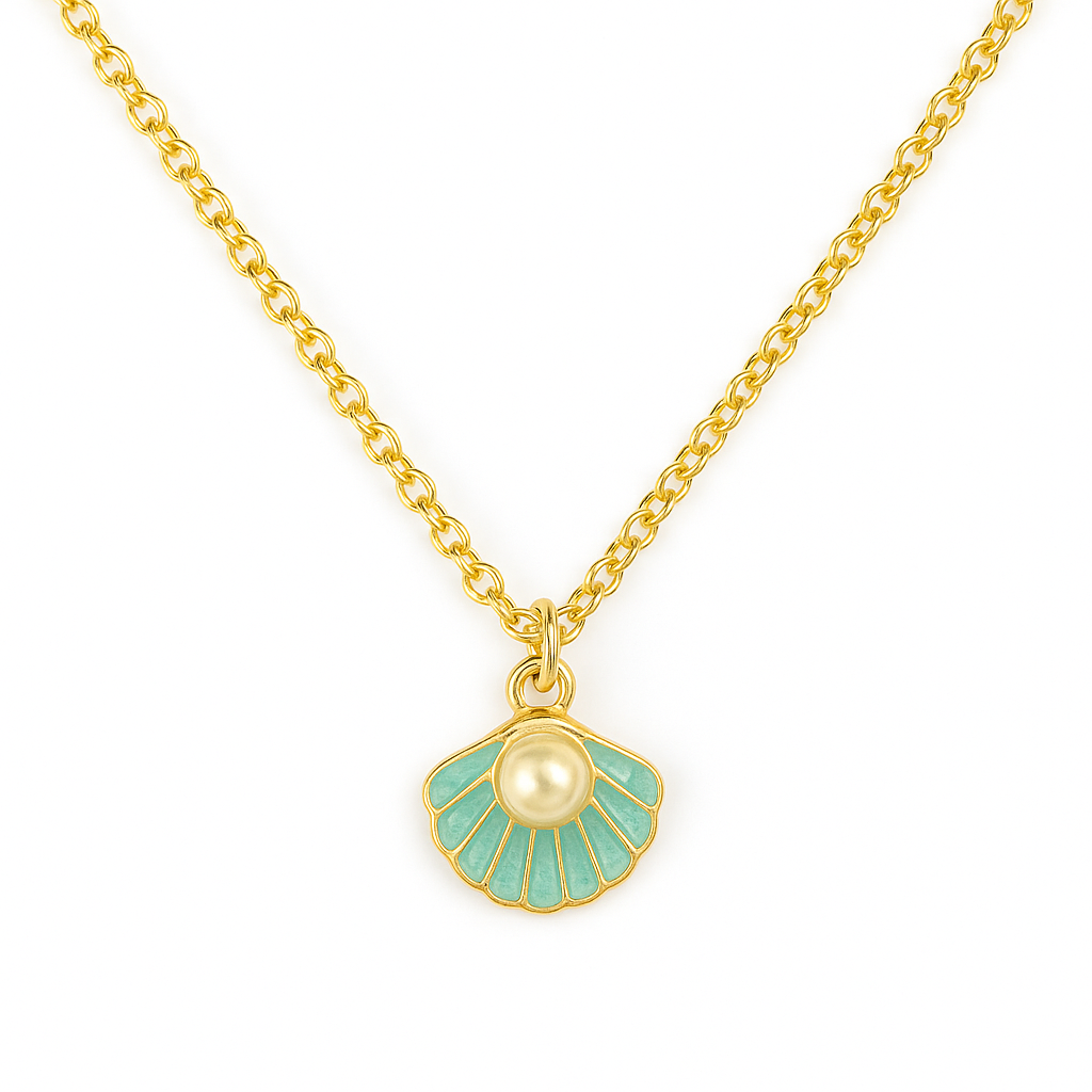 Gold-Plated Sea Breeze Elegance Aqua Pearl Pendant Set