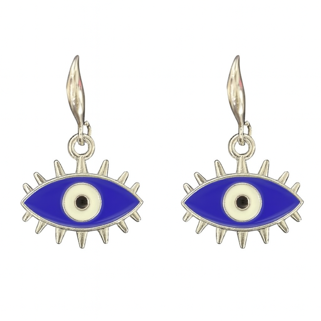 Rhodium-Plated Evil Eye Enamel Pendant Set