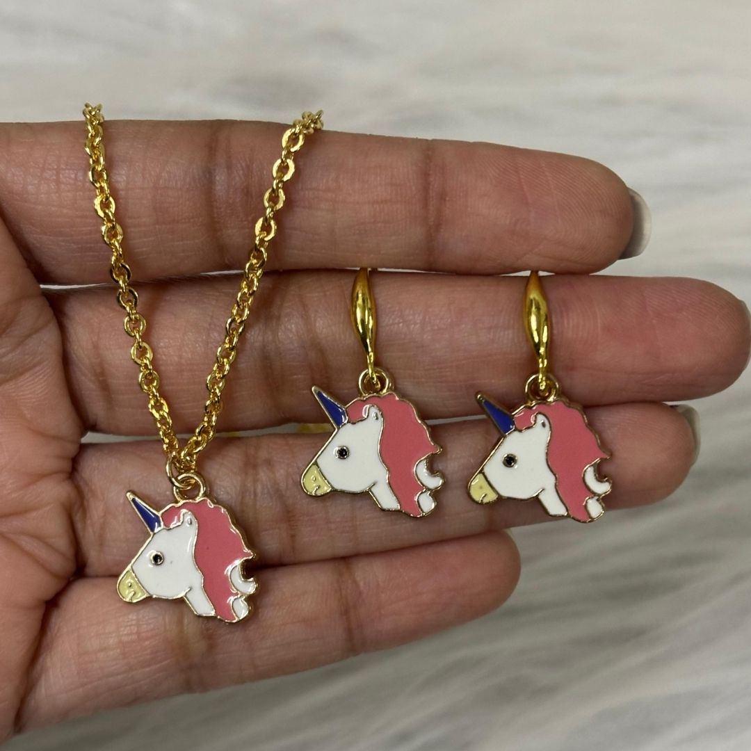 Gold-Plated Unicorn Pendant Set