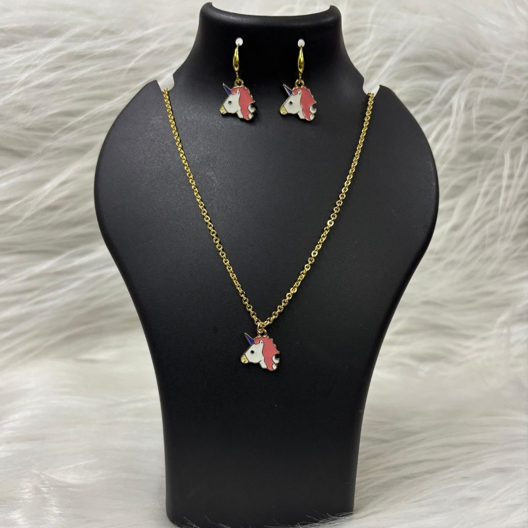 Gold-Plated Unicorn Pendant Set