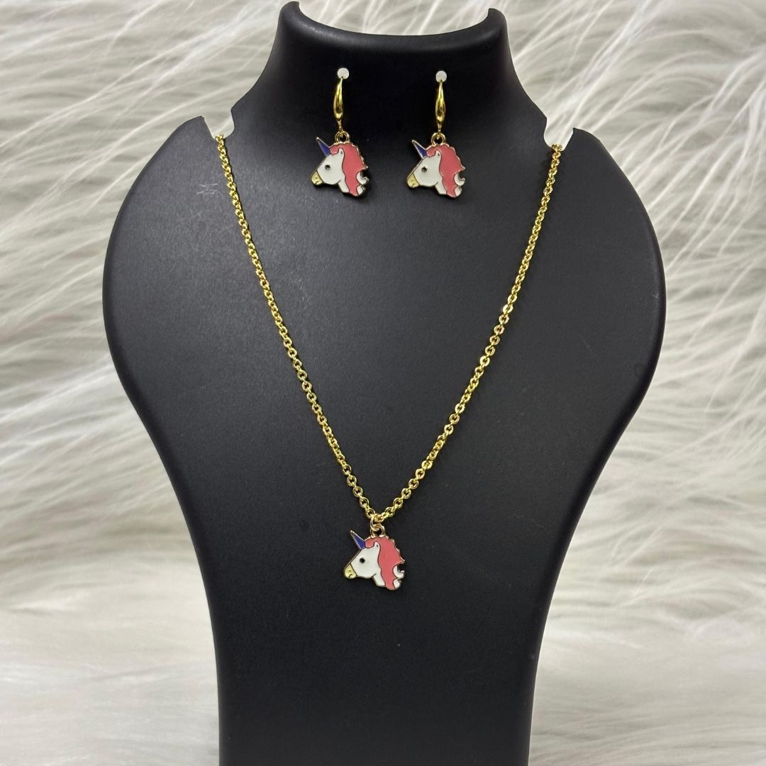 Gold-Plated Unicorn Pendant Set