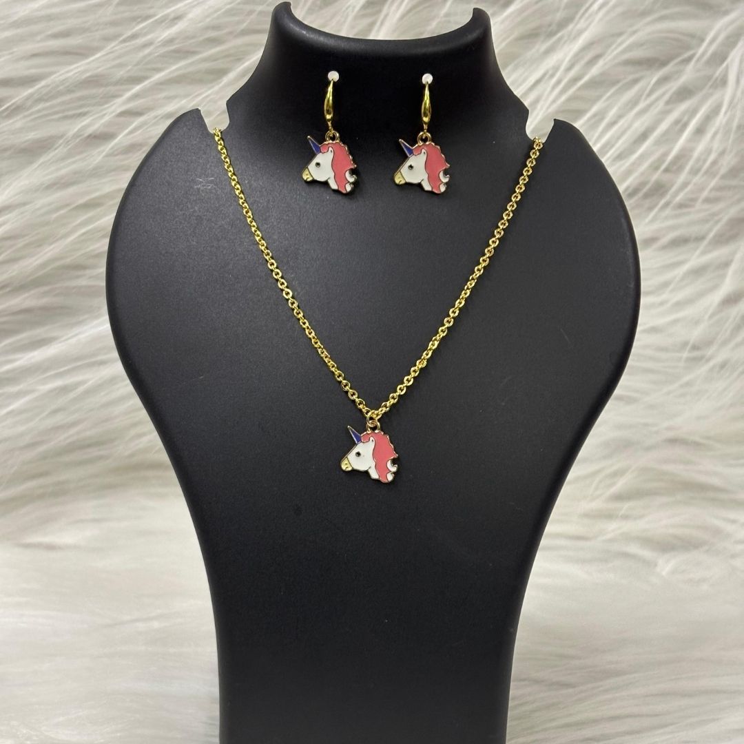 Gold-Plated Unicorn Pendant Set