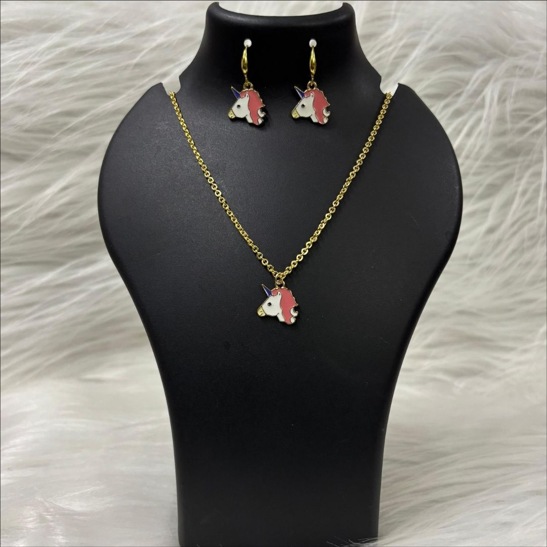 Gold-Plated Unicorn Pendant Set