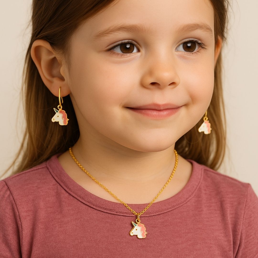 Gold-Plated Unicorn Pendant Set