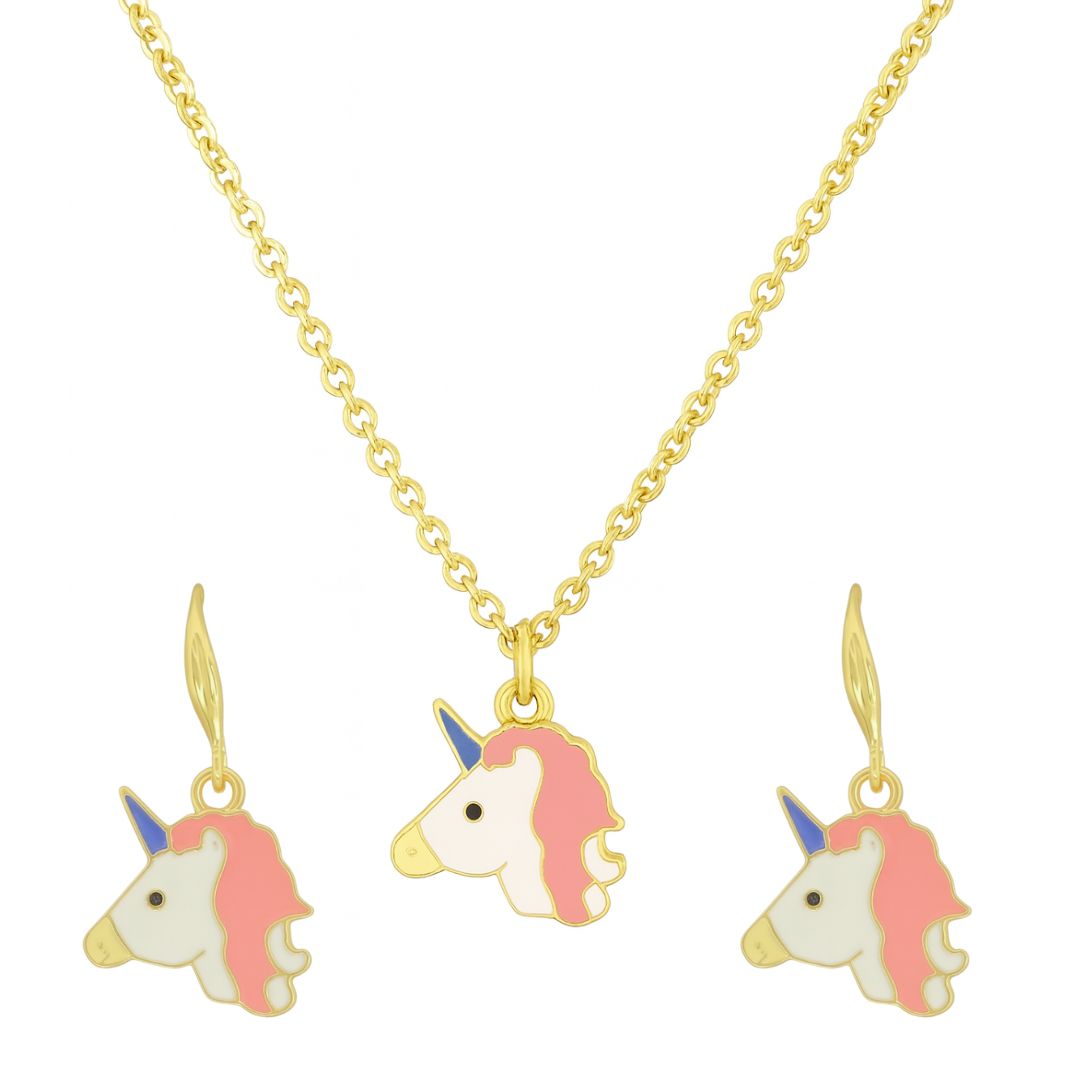 Gold-Plated Unicorn Pendant Set