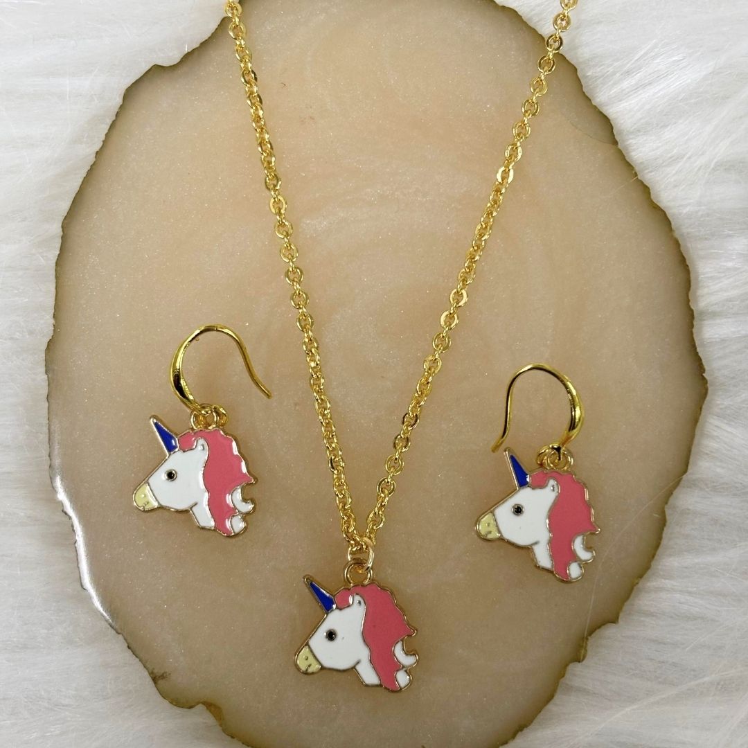 Gold-Plated Unicorn Pendant Set