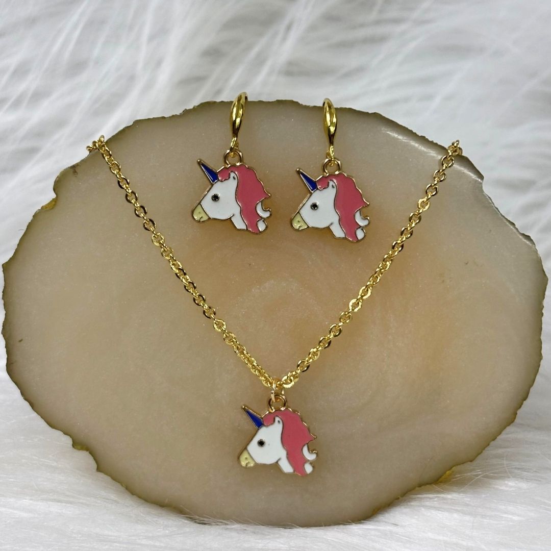 Gold-Plated Unicorn Pendant Set