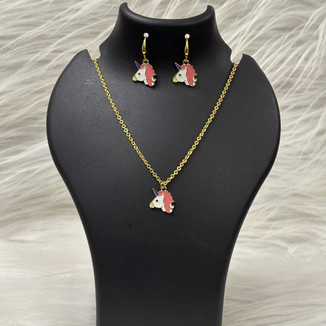 Gold-Plated Unicorn Pendant Set