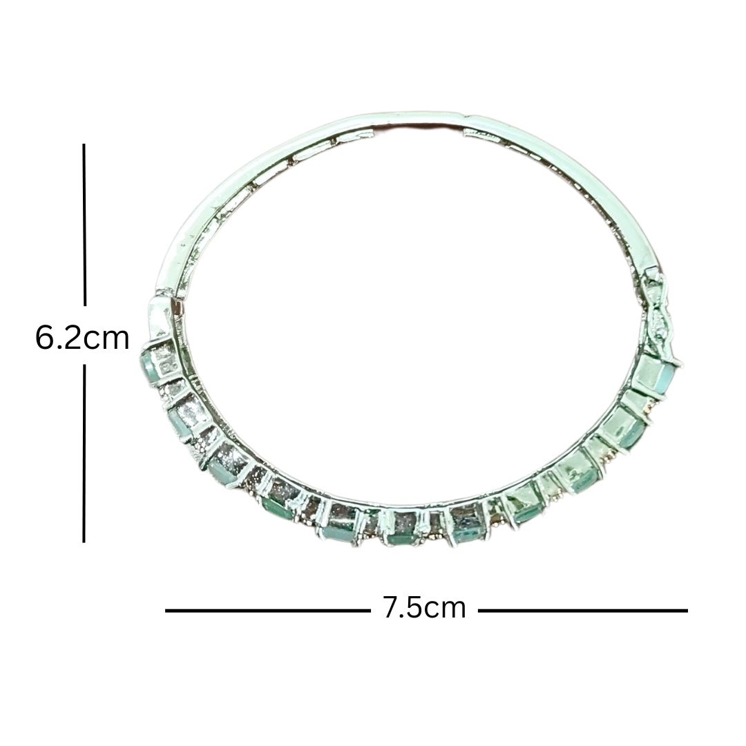 Bdiva Rhodium Plated Turquoise Tennis Bracelet