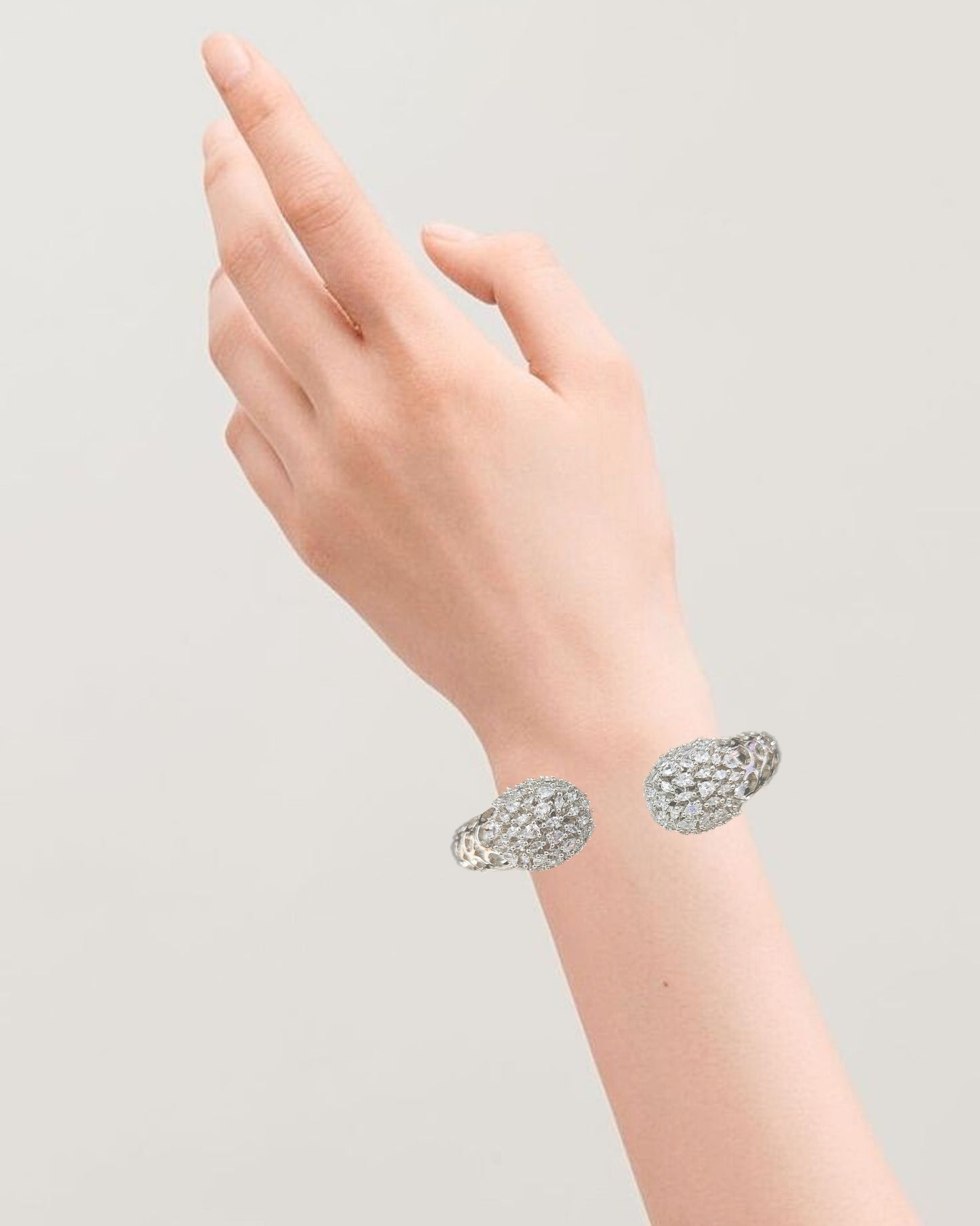 Bdiva Rhodium Plated Cubic Zirconia Sparkling Statement Bracelet For Women