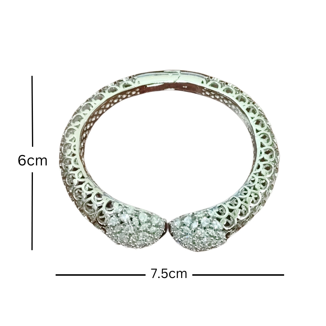 Bdiva Rhodium Plated Cubic Zirconia Sparkling Statement Bracelet For Women