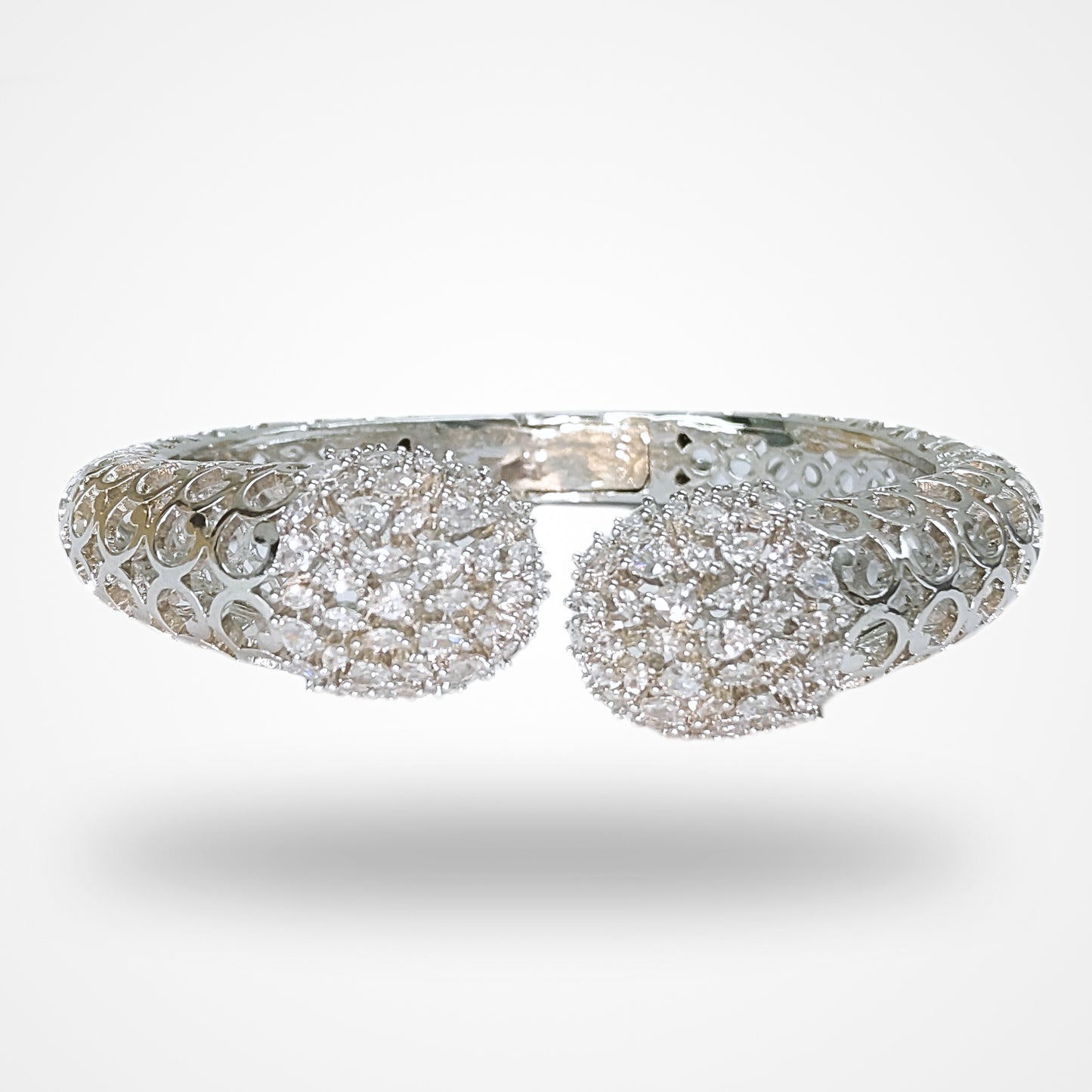 Bdiva Rhodium Plated Cubic Zirconia Sparkling Statement Bracelet For Women
