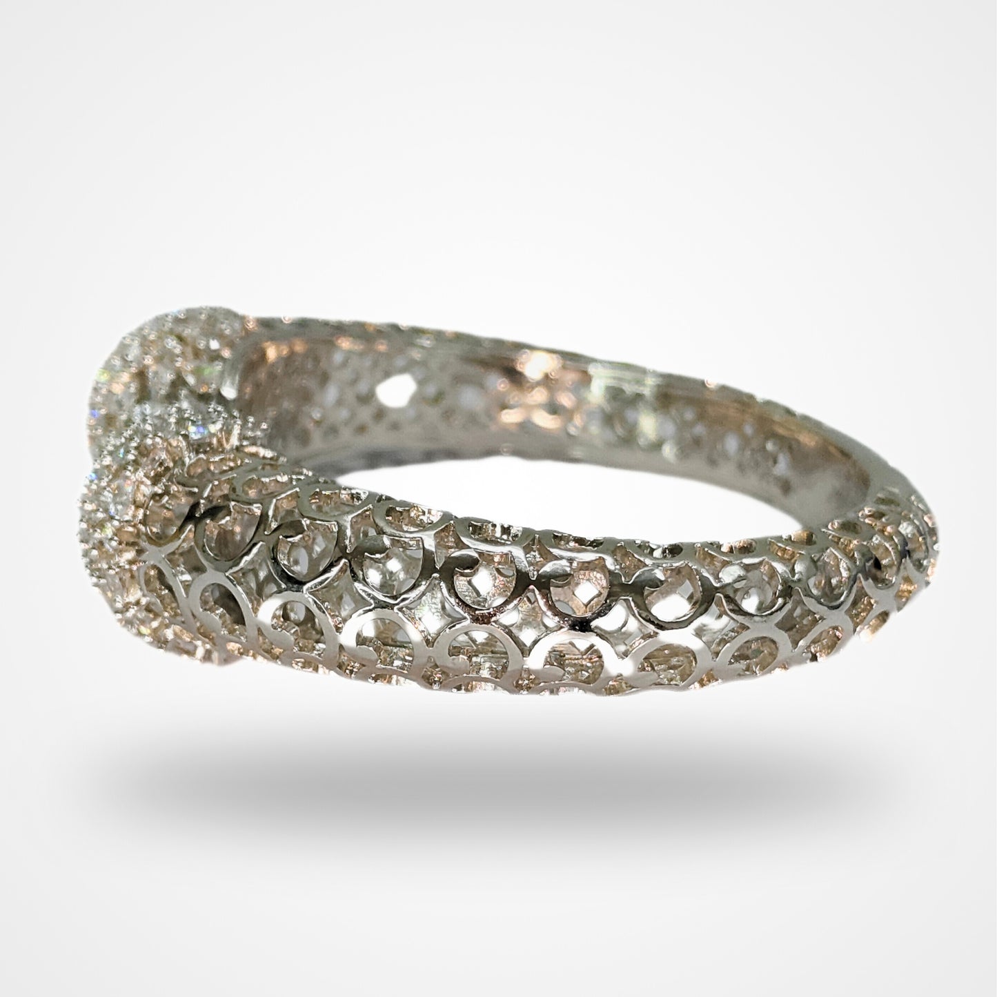 Bdiva Rhodium Plated Cubic Zirconia Sparkling Statement Bracelet For Women