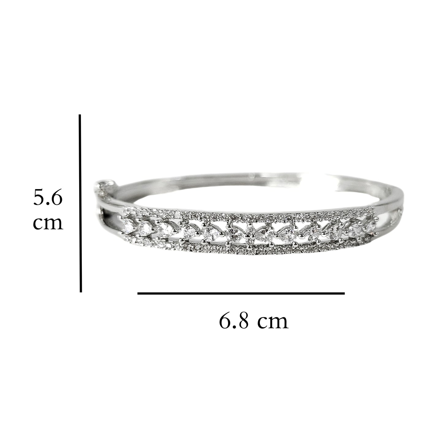 BDiva Rhodium Plated Bracelet for Women Cubic Zirconia Pear Shaped Unique Design Bracelet