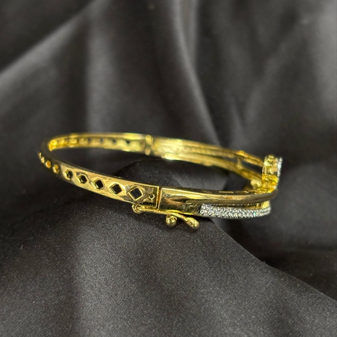Eternal Glow Dual-Tone Cubic Zirconia Bangle – A Statement of Luxury & Style