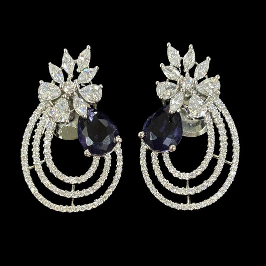 Rhodium Plated Cubic Zirconia Earring