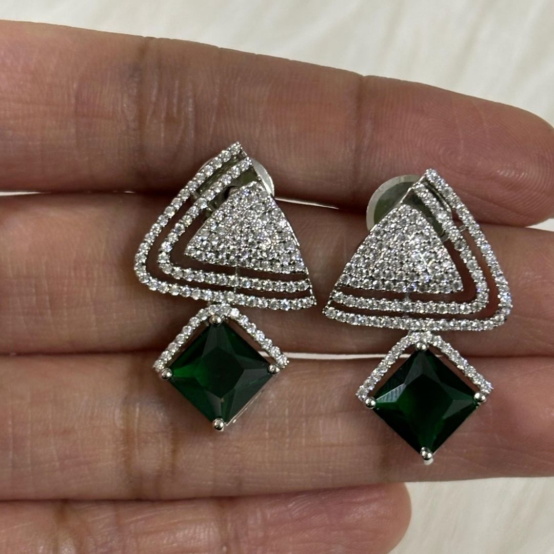 Green Emerald Luxe Statement Earrings – Bold, Glamorous & Unforgettable