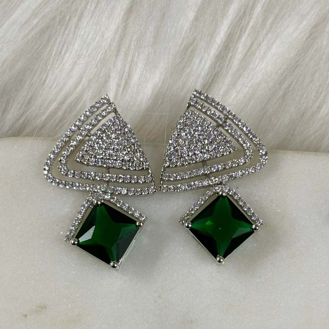 Green Emerald Luxe Statement Earrings – Bold, Glamorous & Unforgettable
