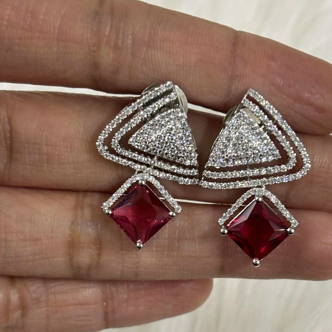 Red Ruby Luxe Statement Earrings – Bold, Glamorous & Unforgettable