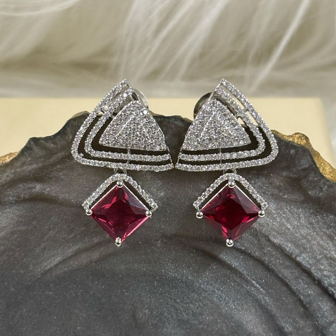 Red Ruby Luxe Statement Earrings – Bold, Glamorous & Unforgettable