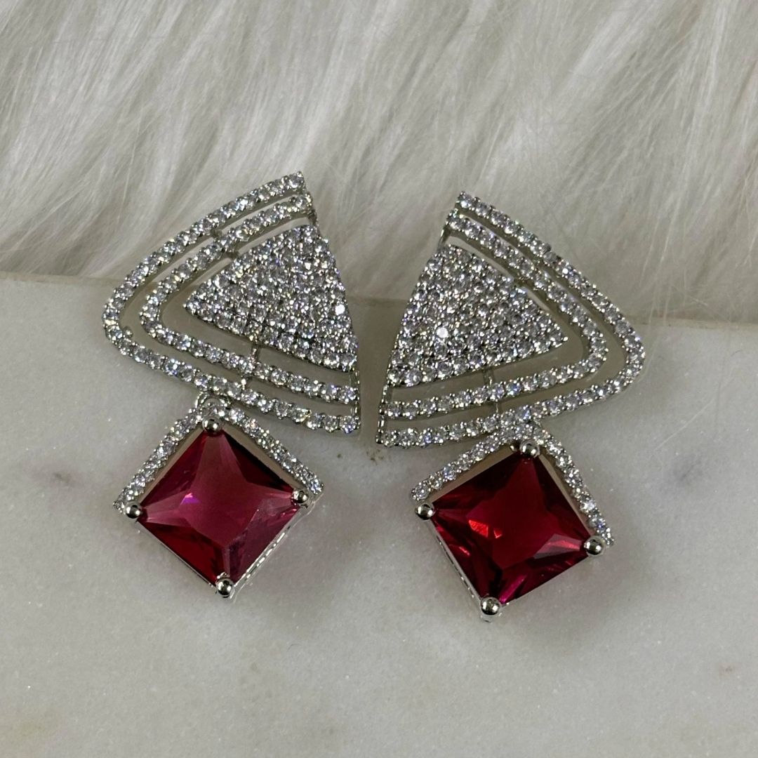 Red Ruby Luxe Statement Earrings – Bold, Glamorous & Unforgettable
