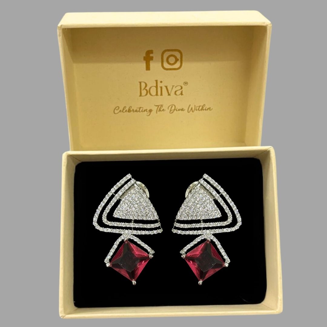 Red Ruby Luxe Statement Earrings – Bold, Glamorous & Unforgettable