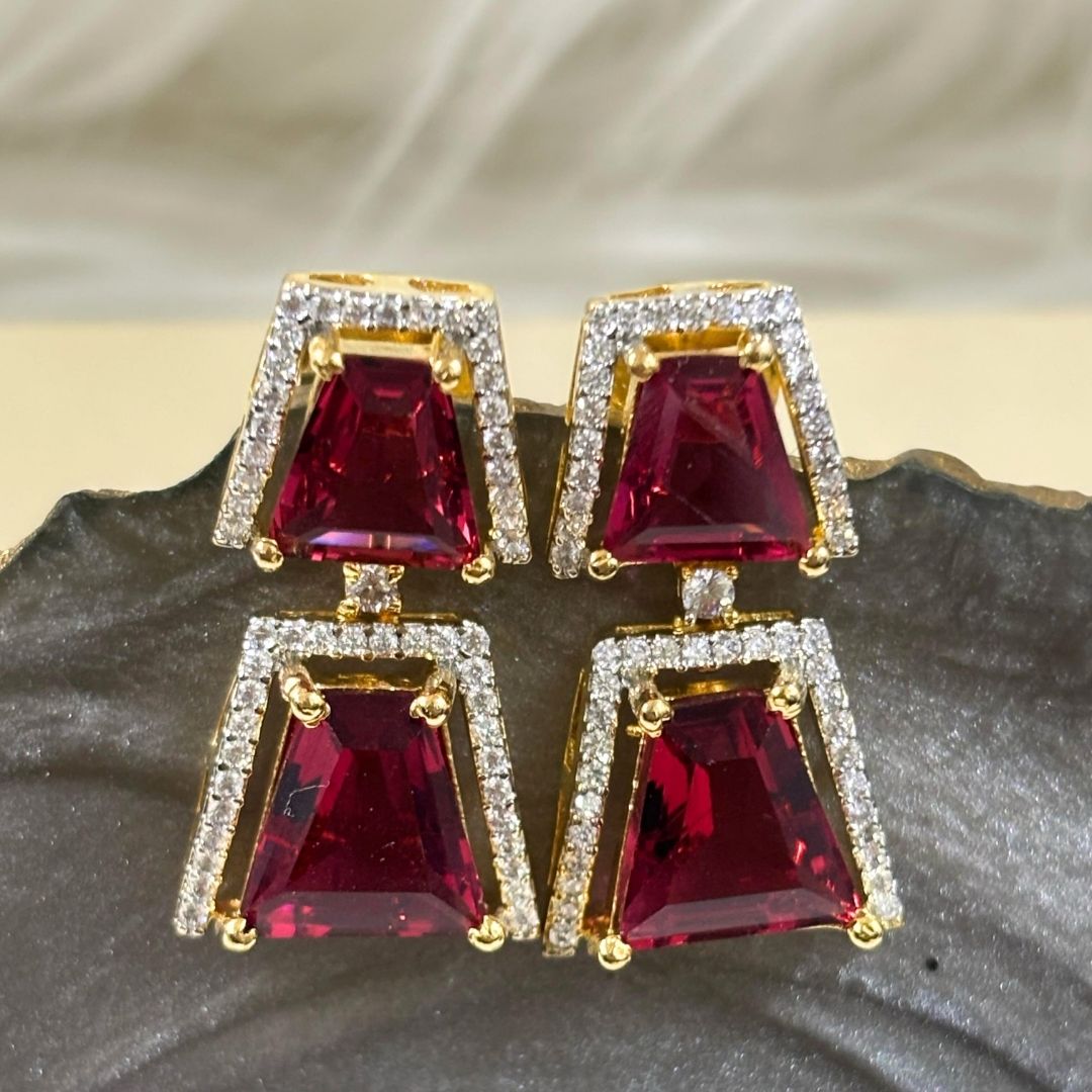 Gold Plated Regal Radiance Ruby Earrings
