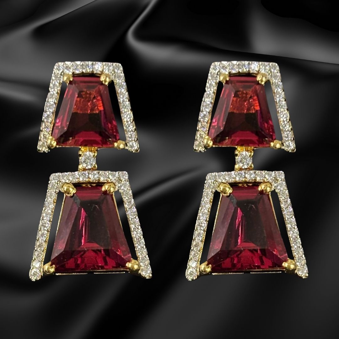 Gold Plated Regal Radiance Ruby Earrings
