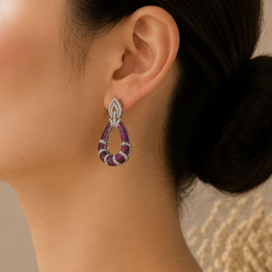 Rhodium Plated Cubic Zirconia Drop Earrings