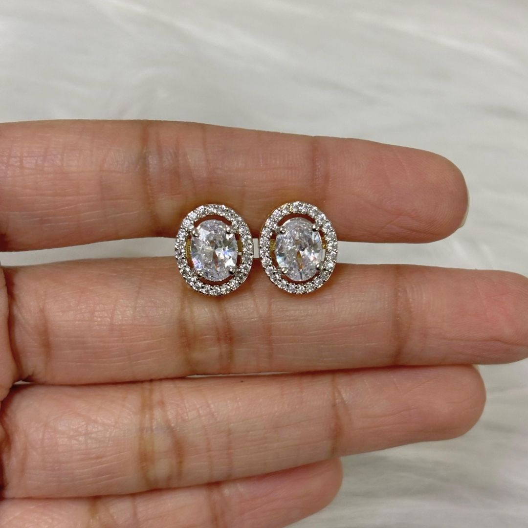 Gold-Plated Eternal Glow Solitaire Halo Pendant & Earrings Set