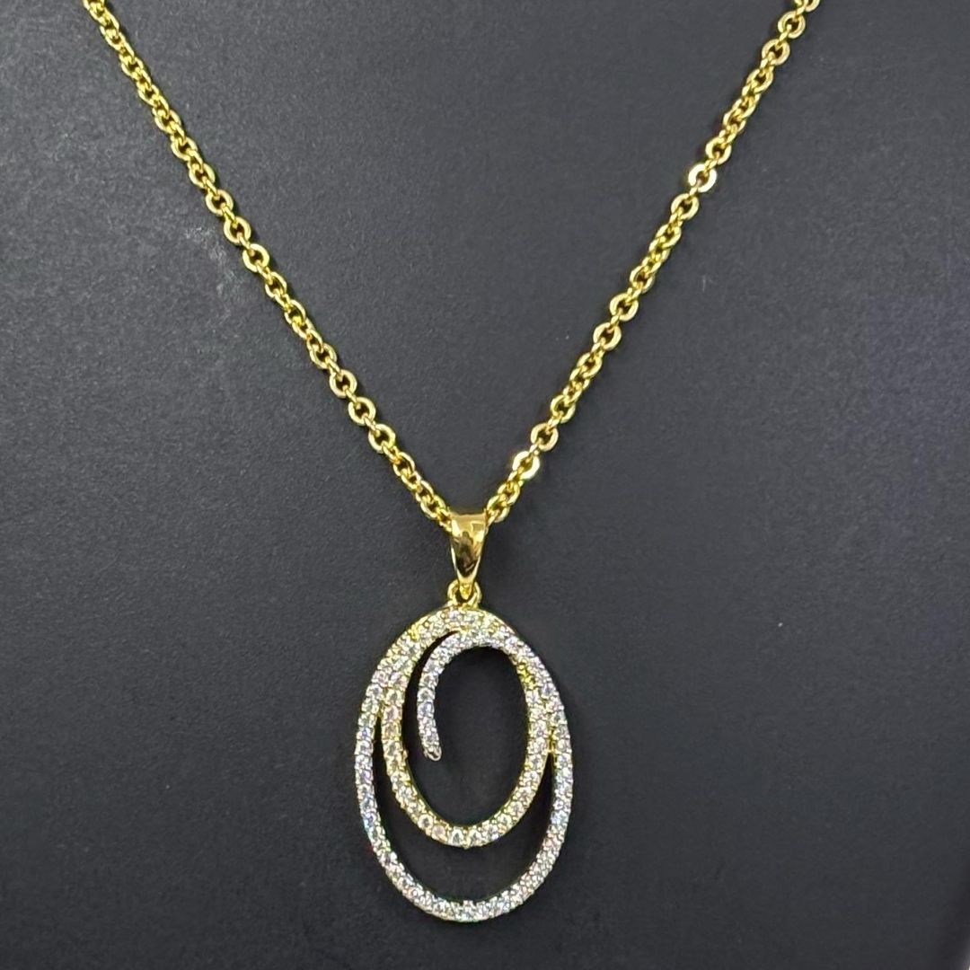 Gold-Plated Oval Solitaire Pendant & Earrings Set – Classic Elegance, Timeless Sparkle