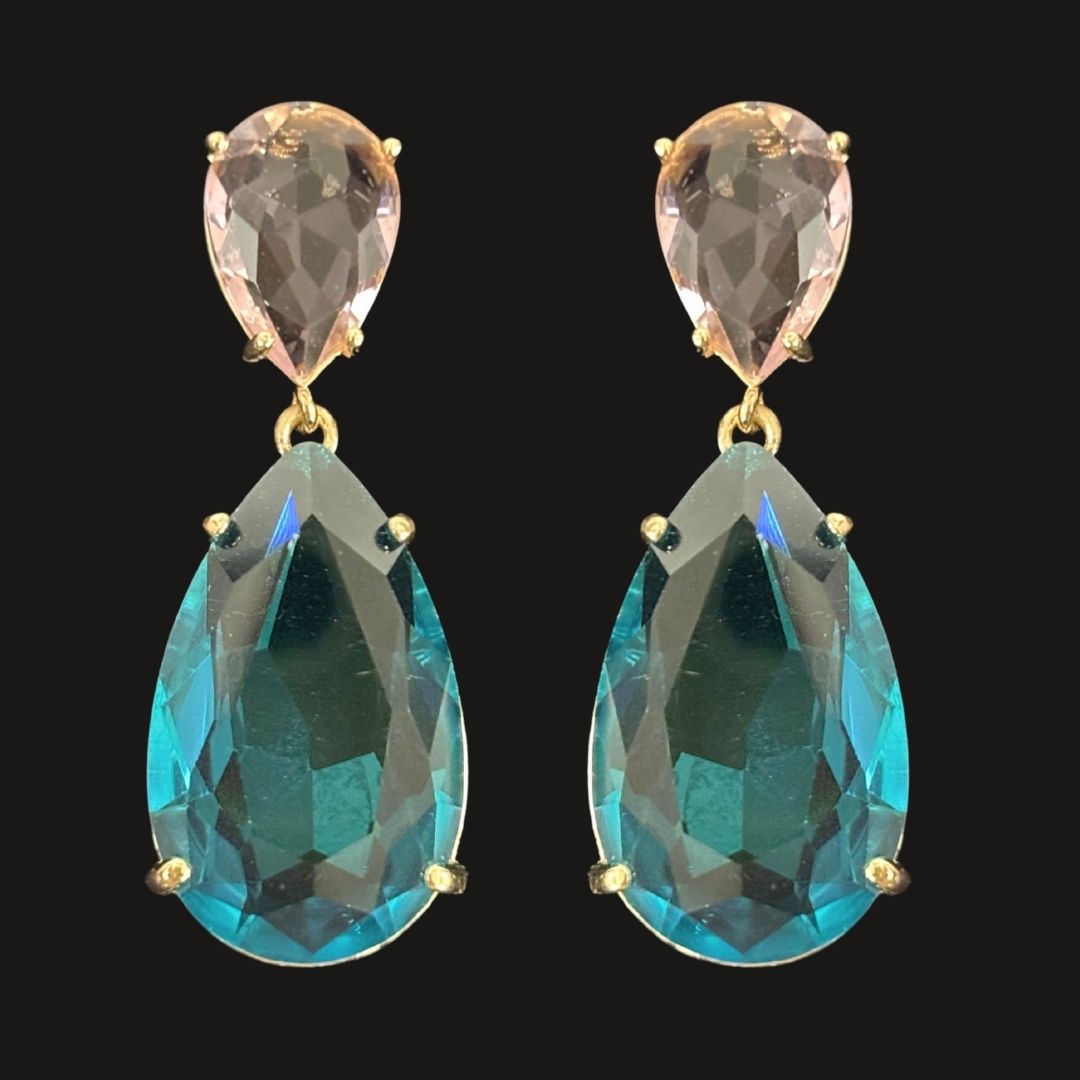 BDiva 18K Gold Plated Ocean Radiance Glass Stone Earrings with the Elegance and Tradition