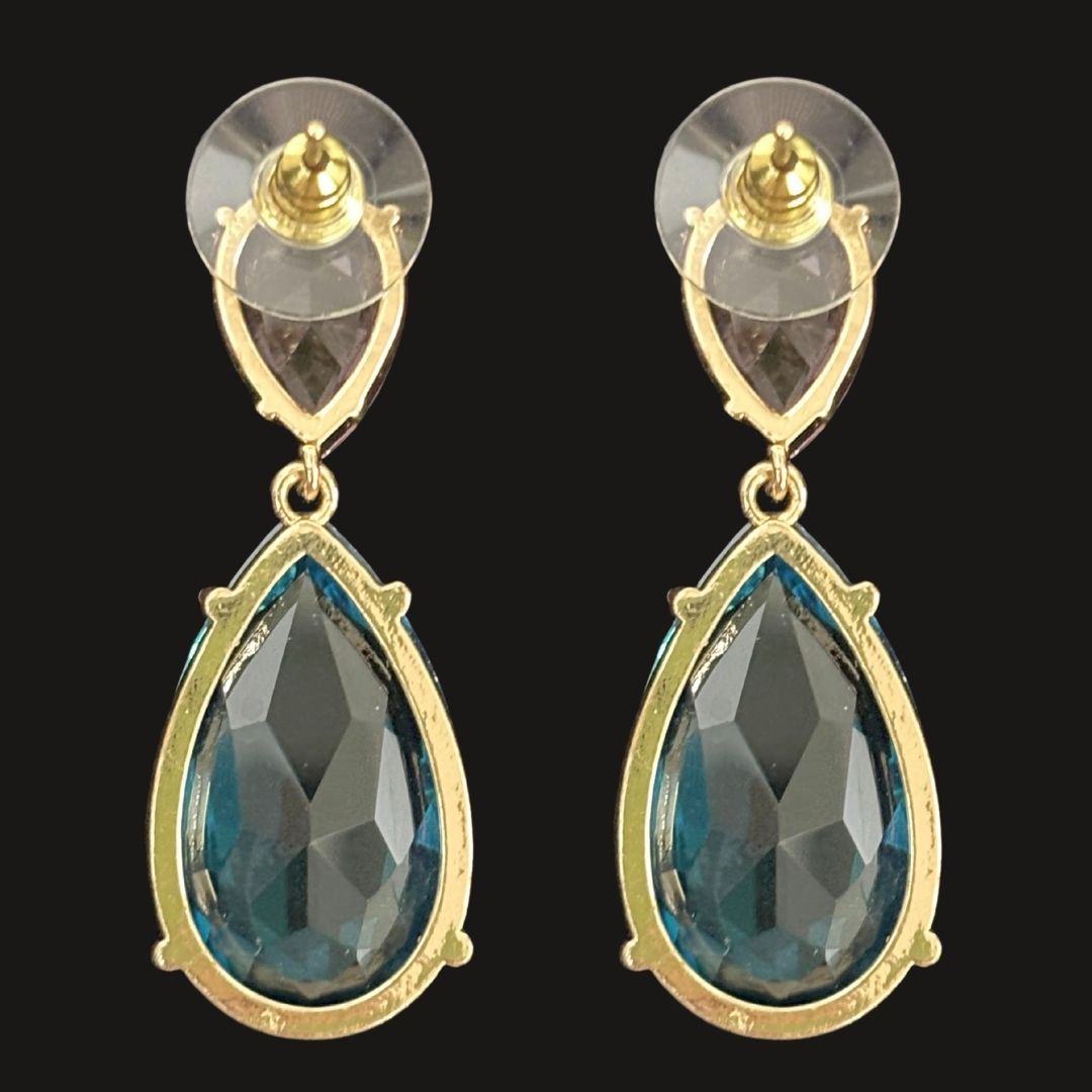 BDiva 18K Gold Plated Ocean Radiance Glass Stone Earrings with the Elegance and Tradition