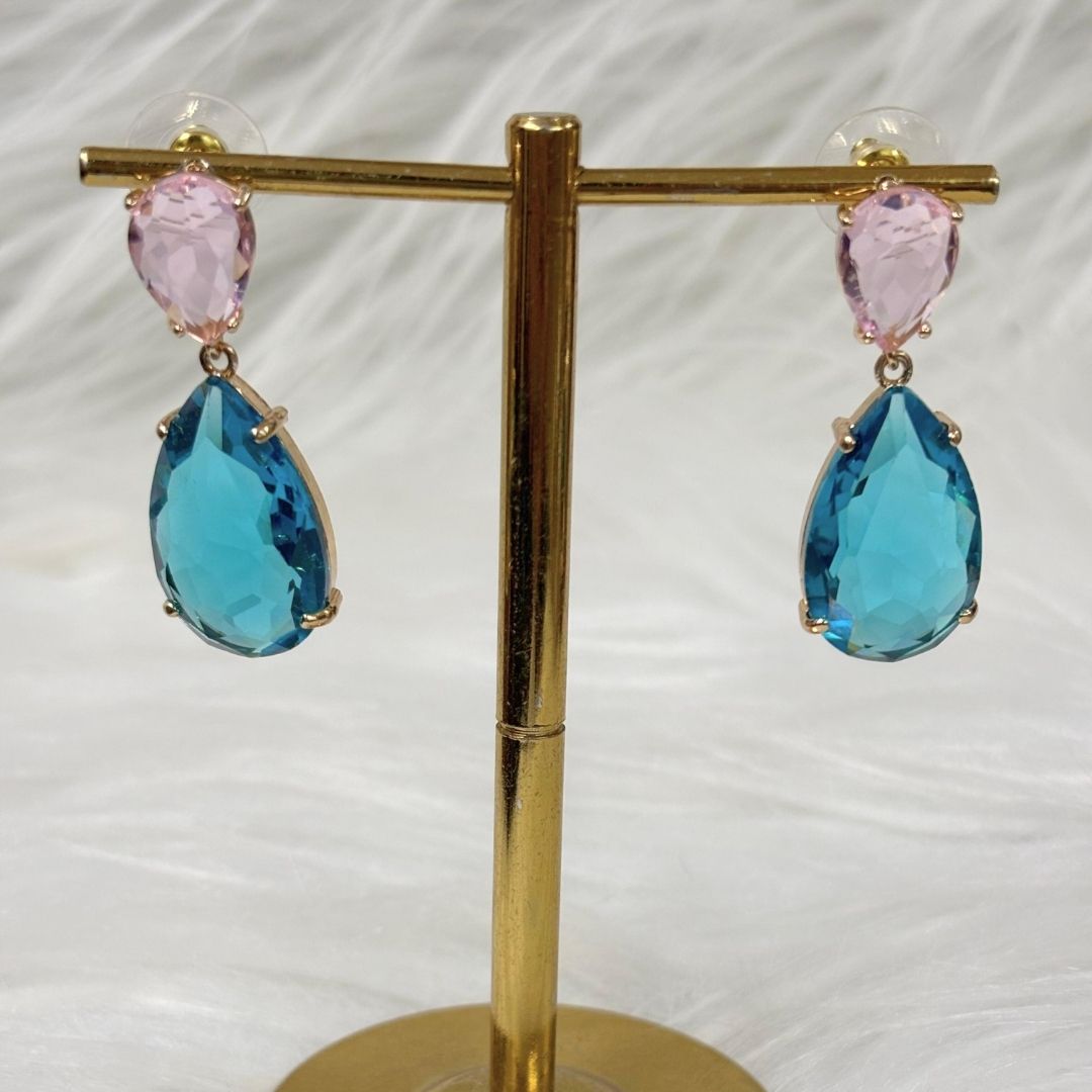 BDiva 18K Gold Plated Ocean Radiance Glass Stone Earrings with the Elegance and Tradition