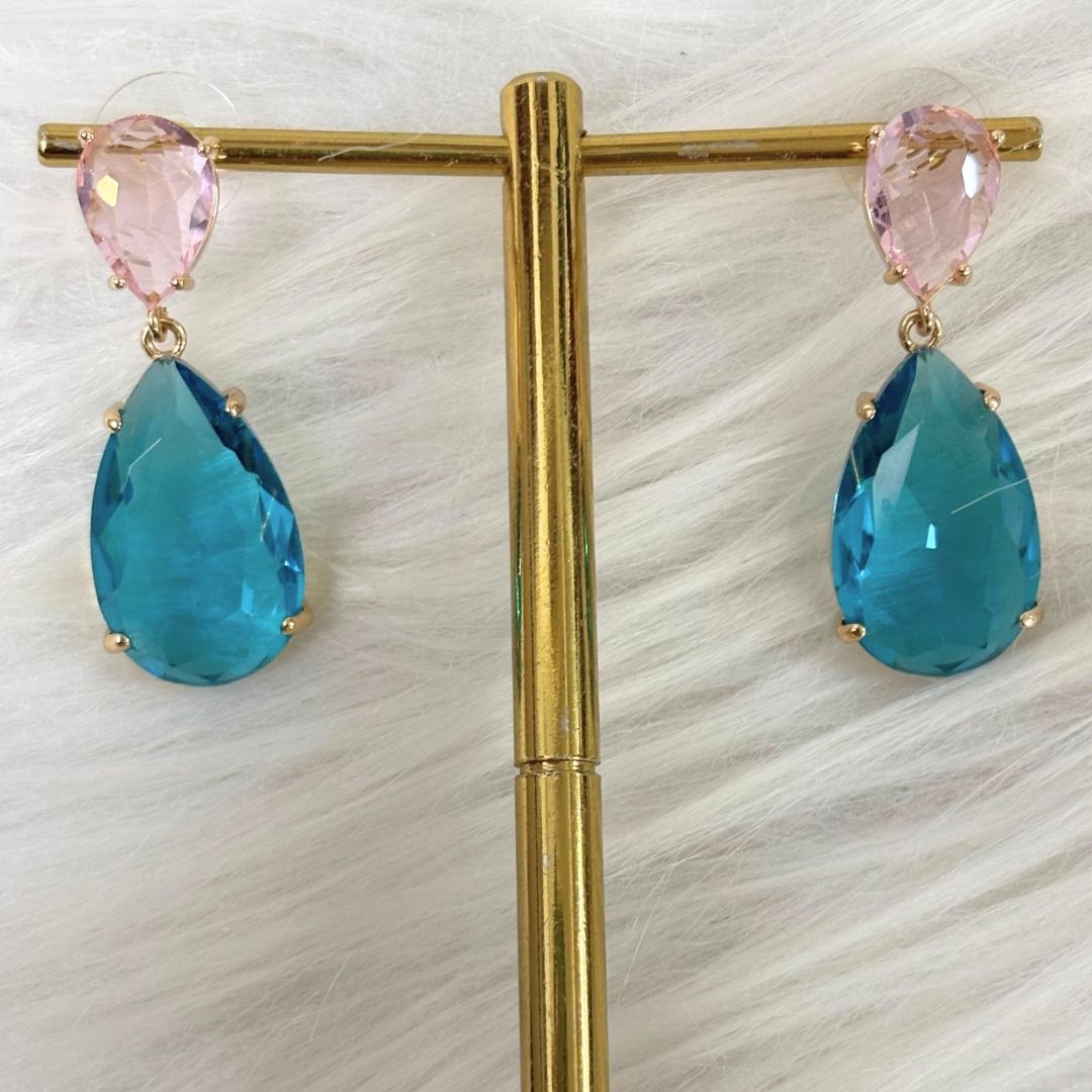 BDiva 18K Gold Plated Ocean Radiance Glass Stone Earrings with the Elegance and Tradition