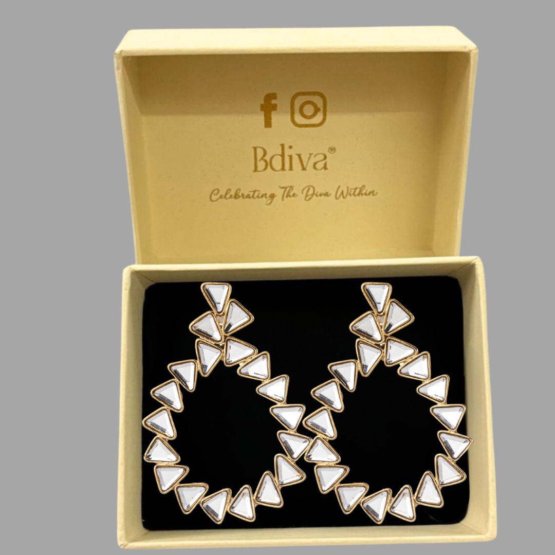 Bdiva 18K Gold Plated Kundan Earrings with Western Flair.