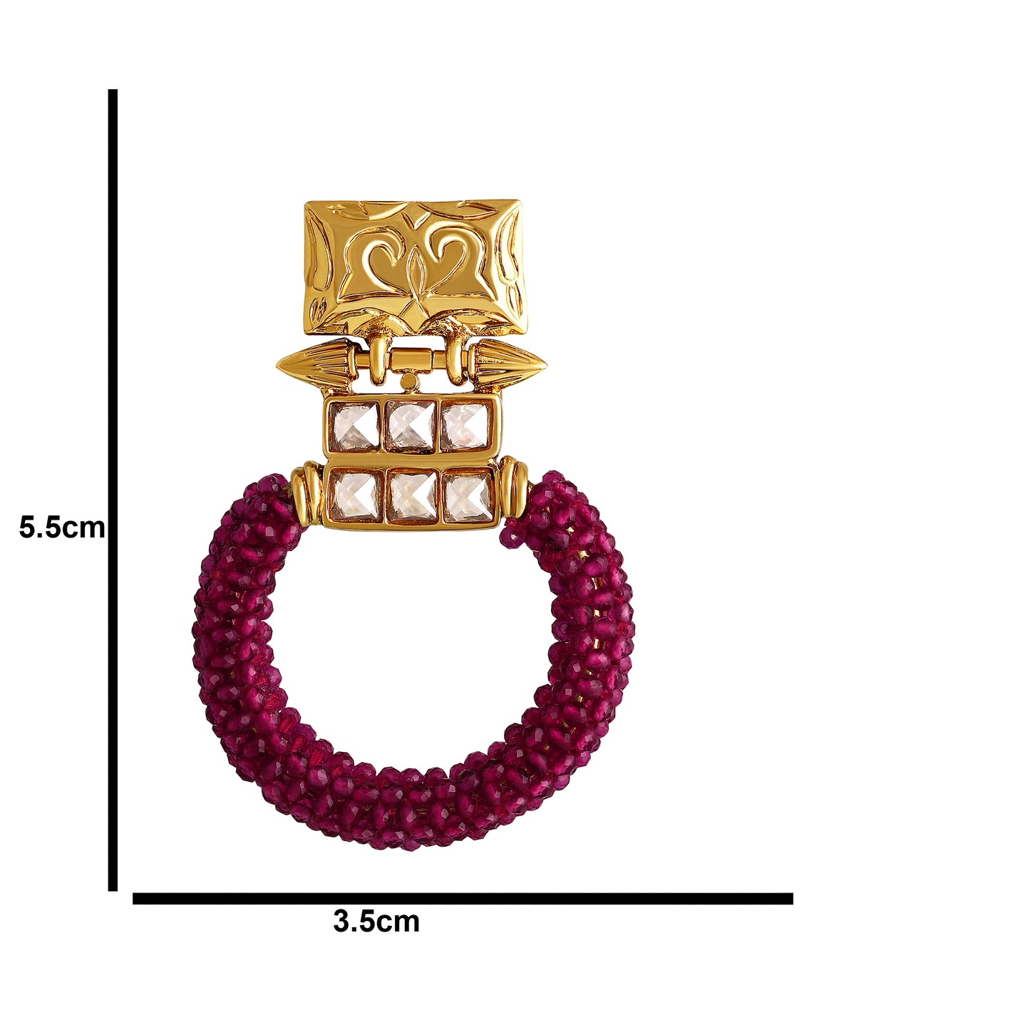 Bdiva 18K Gold Plated Kundan Pink Beads Earrings.