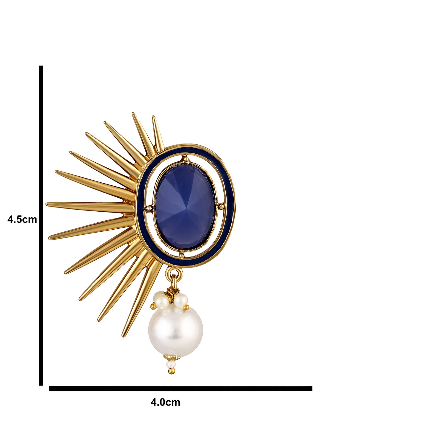 Bdiva 18K Gold Plated Blue Sapphire Earrings With A Pearl Drop.