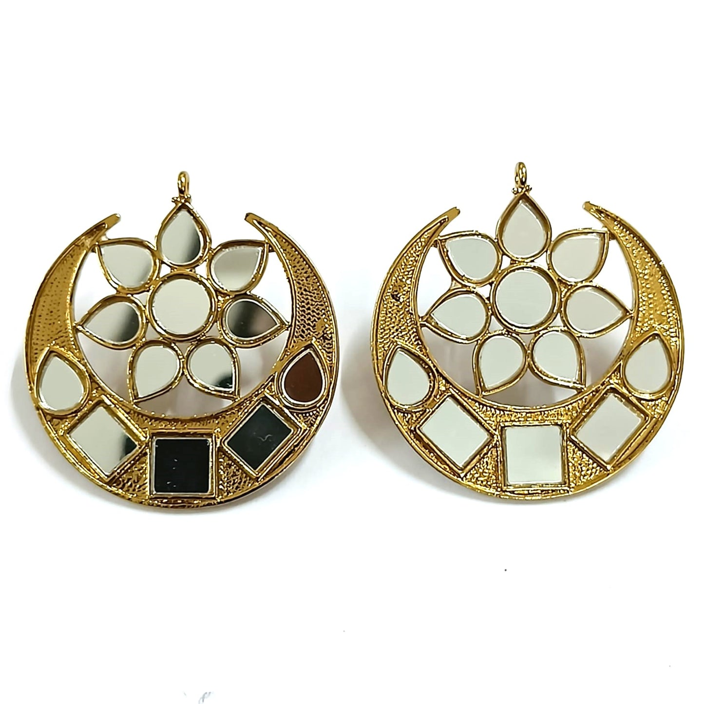Bdiva 18K Gold Plated Cresent Moon Kundan Earrings.