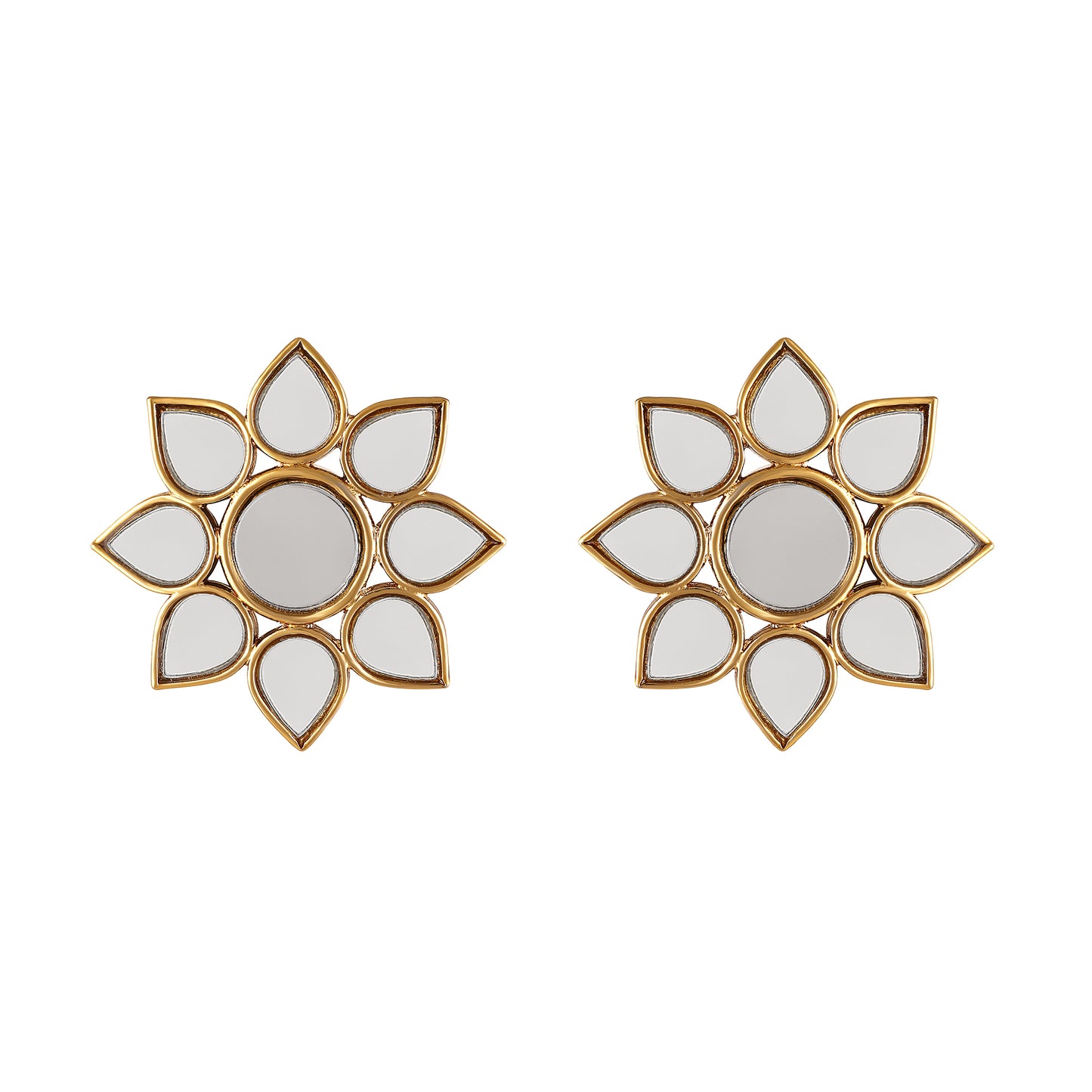 18K Gold Plated Exquisite Floral Mirror Earrings