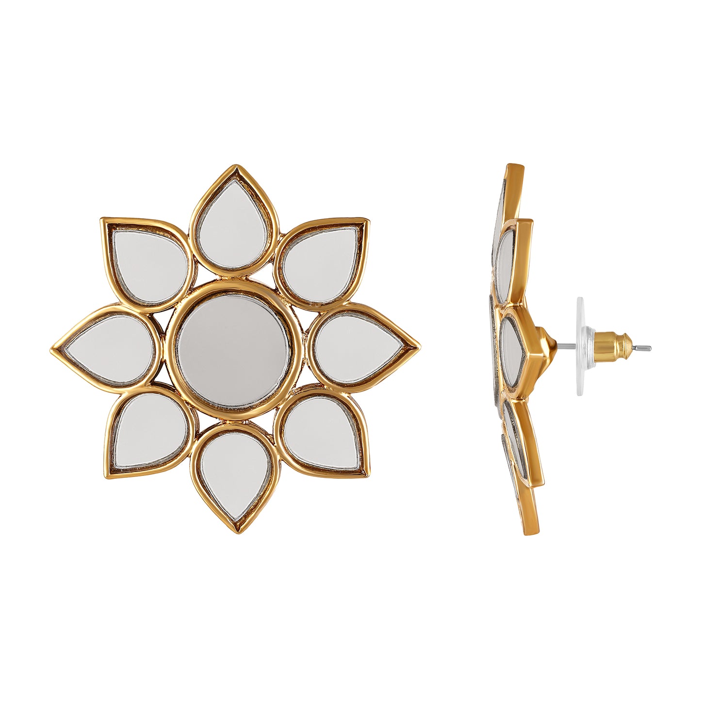 18K Gold Plated Exquisite Floral Mirror Earrings