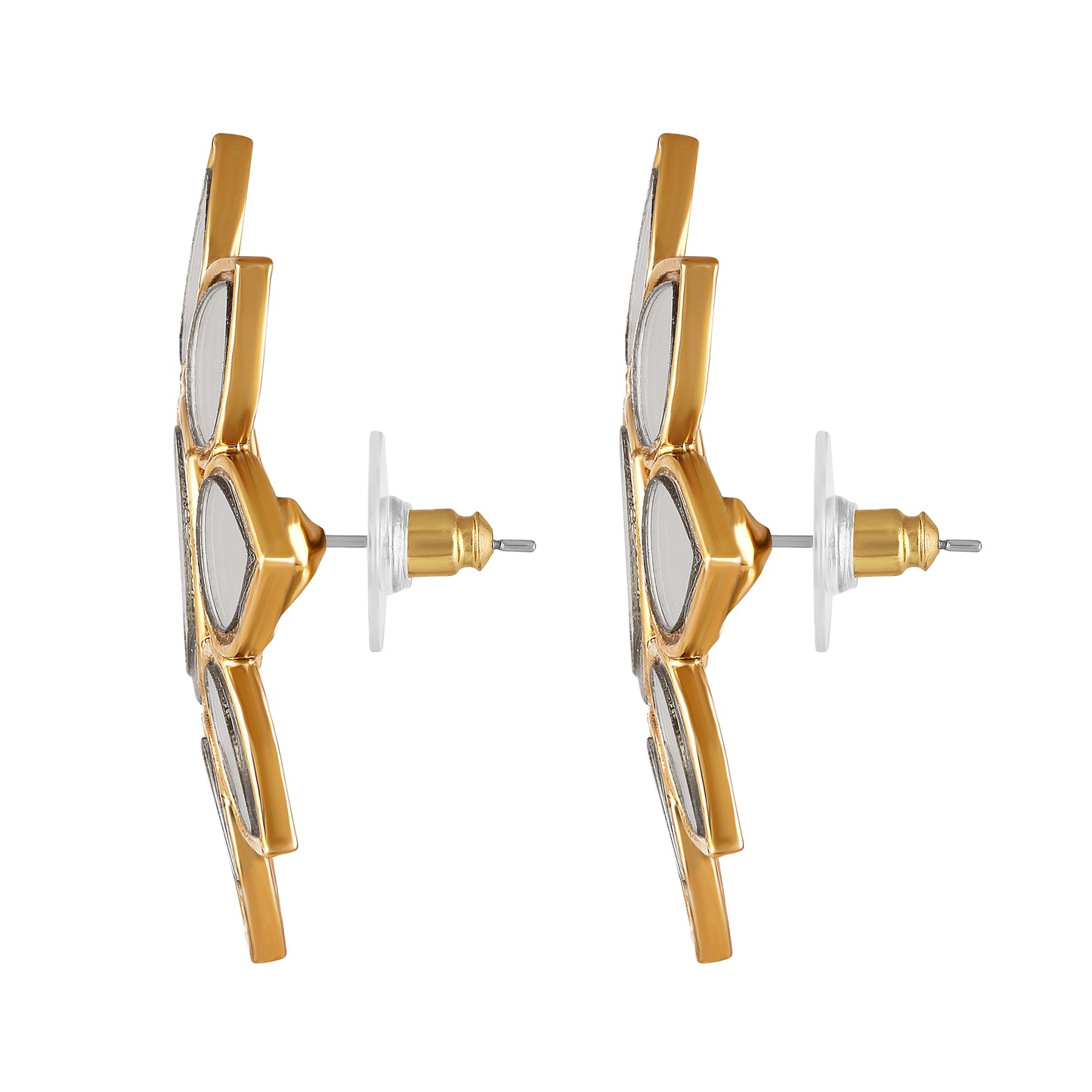 18K Gold Plated Exquisite Floral Mirror Earrings