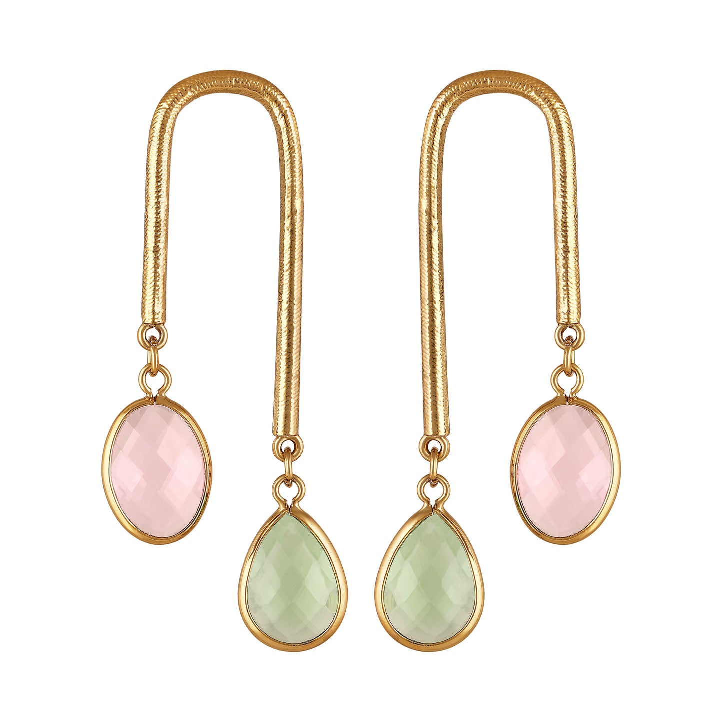 18K Gold Plated Dual-Tone Drop Earrings