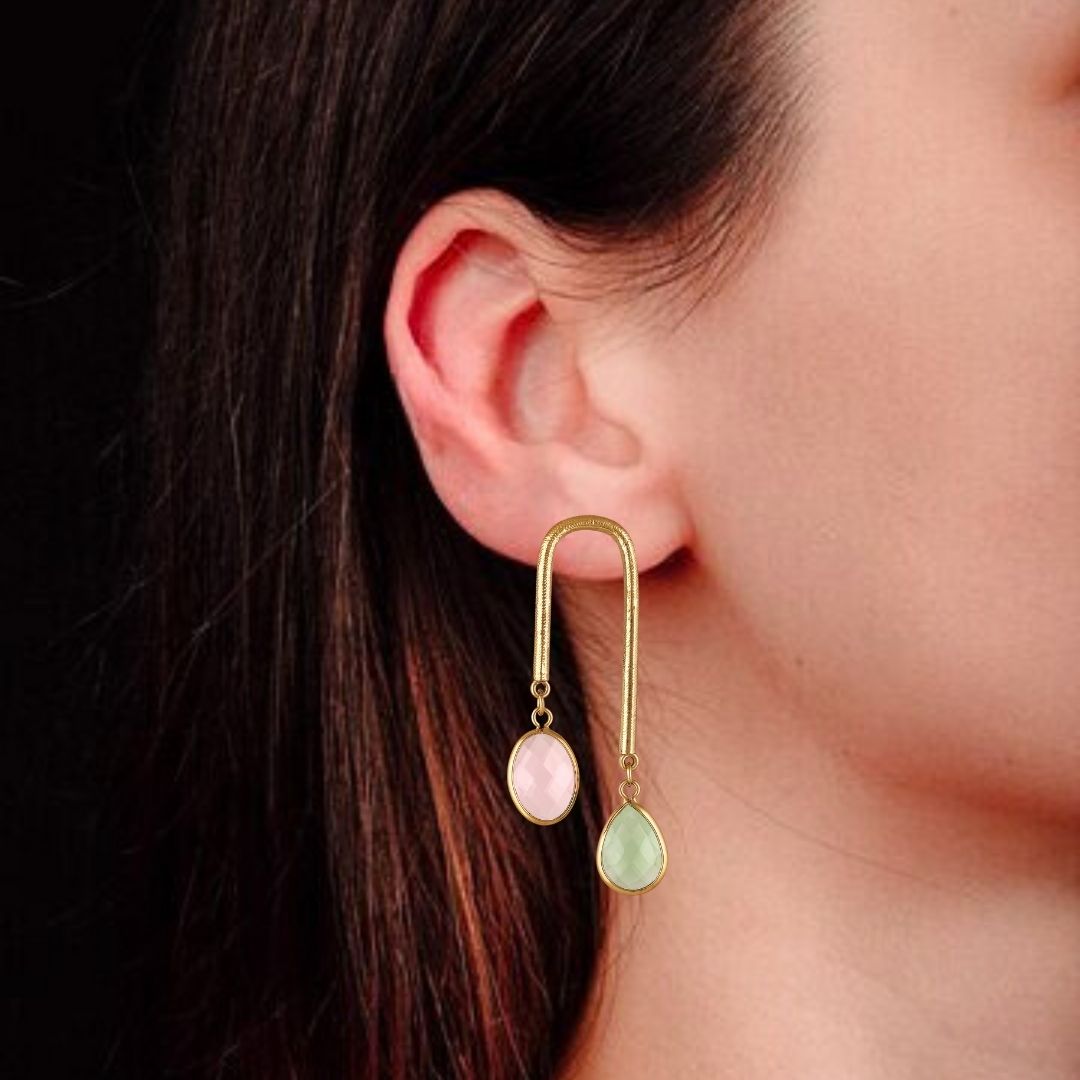 18K Gold Plated Dual-Tone Drop Earrings
