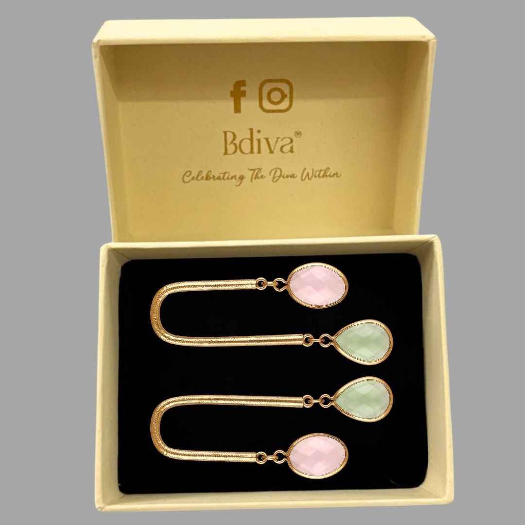 18K Gold Plated Dual-Tone Drop Earrings