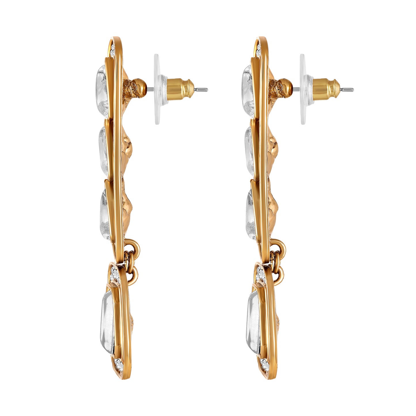 18K Gold Plated Regal Kundan Geometric Earrings