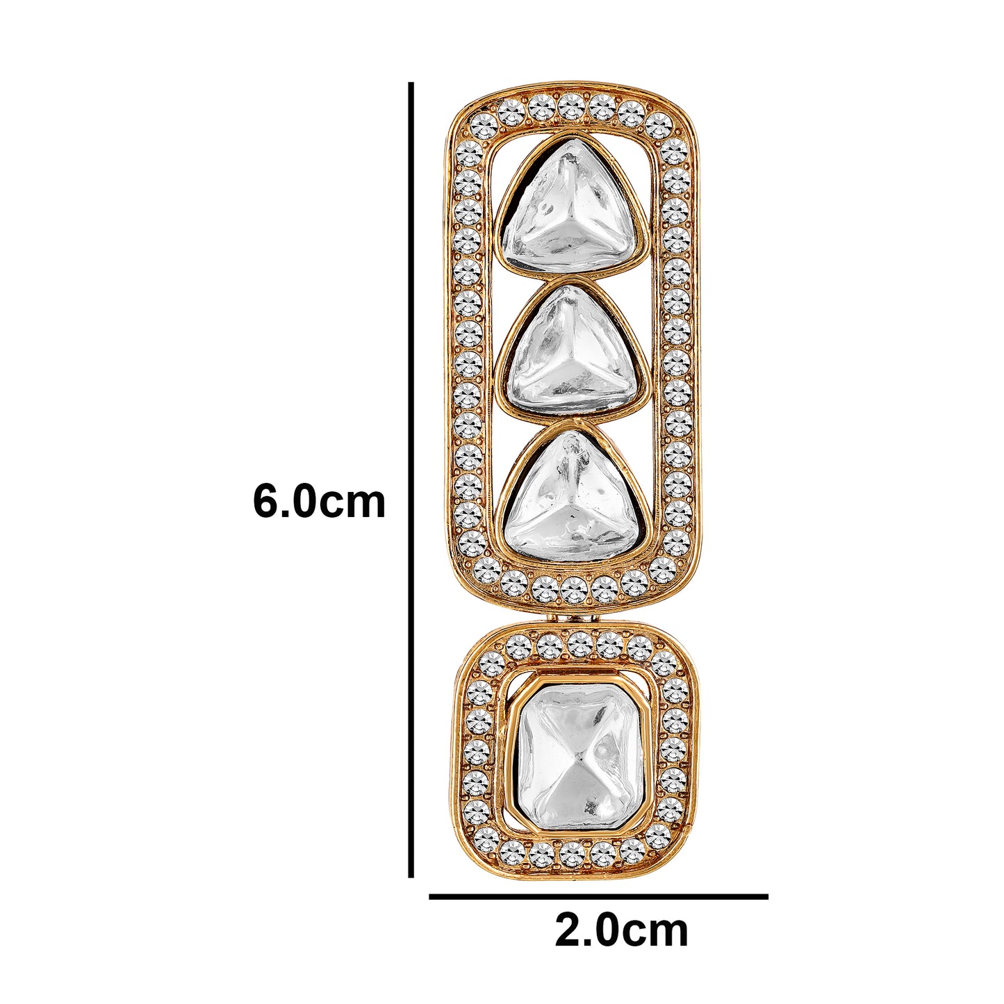 18K Gold Plated Regal Kundan Geometric Earrings