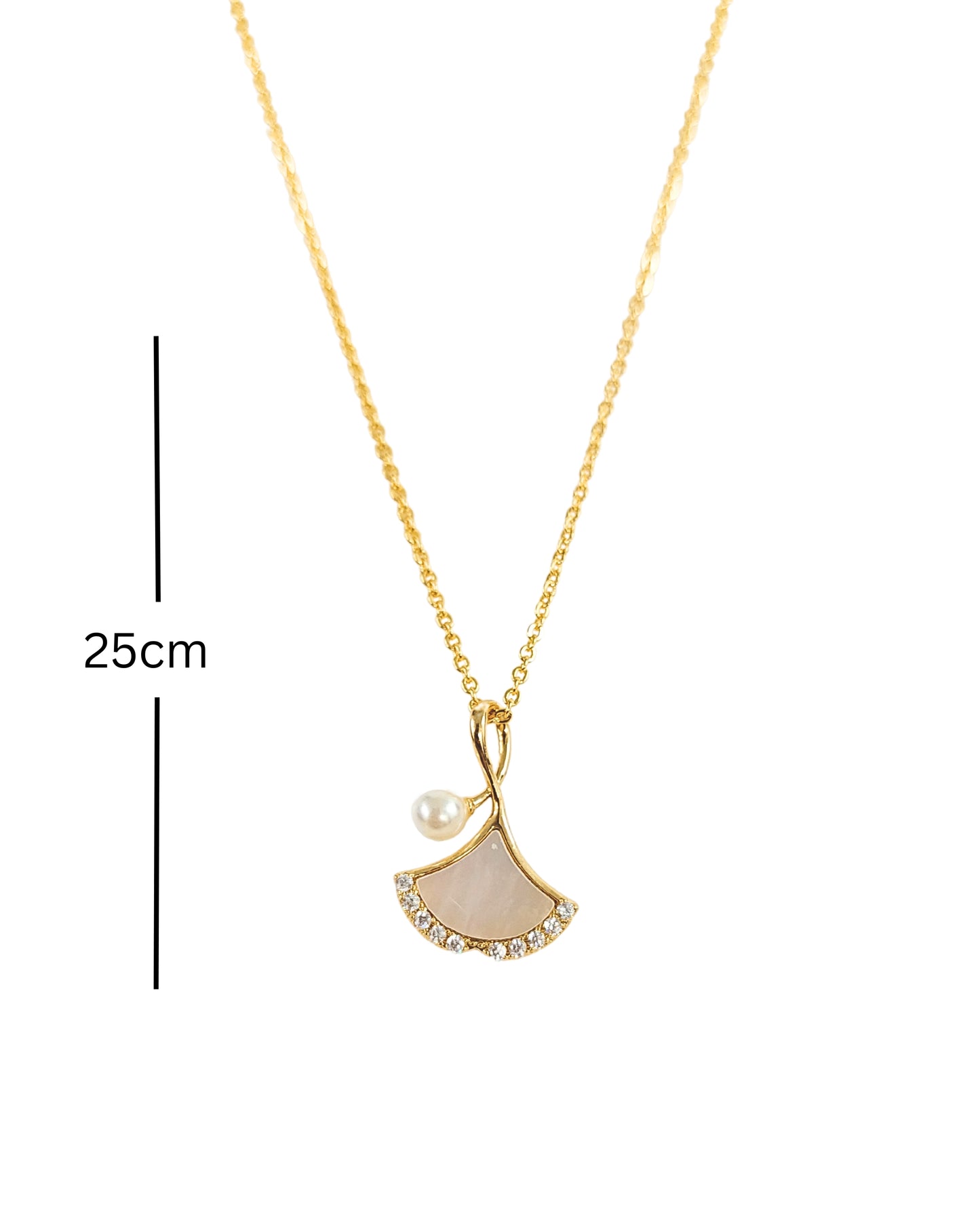 Bdiva 18k Gold Plated Mother Of Pearl Elegant Design Chain Necklace